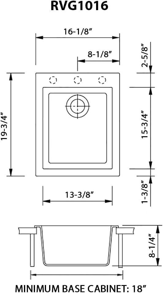 Ruvati 16 x 20 inch epiGranite Drop-in Topmount Granite Composite Kitchen Sink