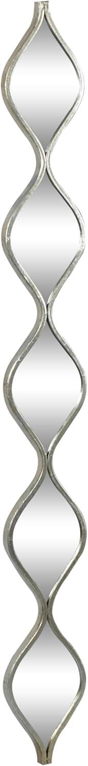 DecMode Contemporary Metal Beveled Oval Shape Wall Mirror with Silver Foil Finish, 7"W x 58"H