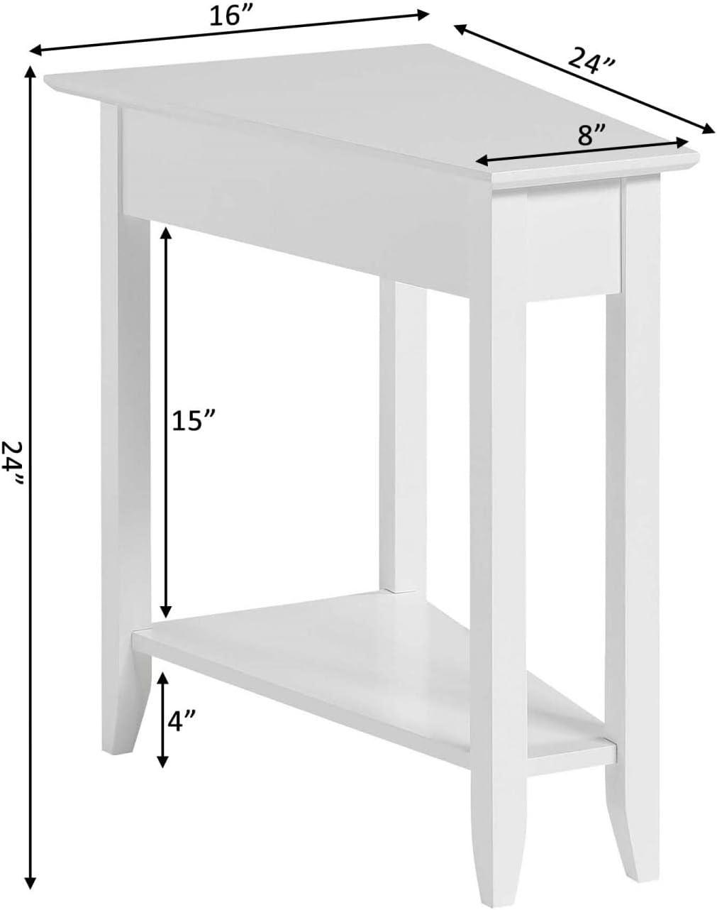 Convenience Concepts American Heritage Wedge End Table with Shelf, White