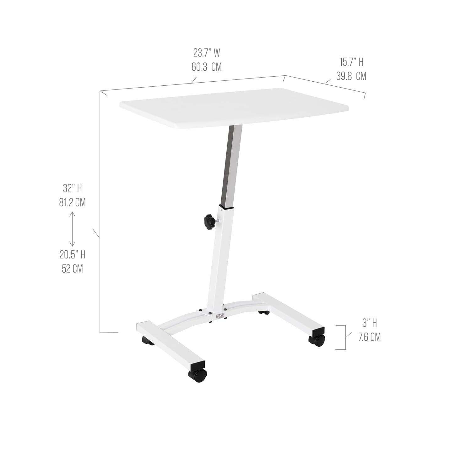 Seville Classics 23.75" Height Adjustable Mobile Laptop Desk, White