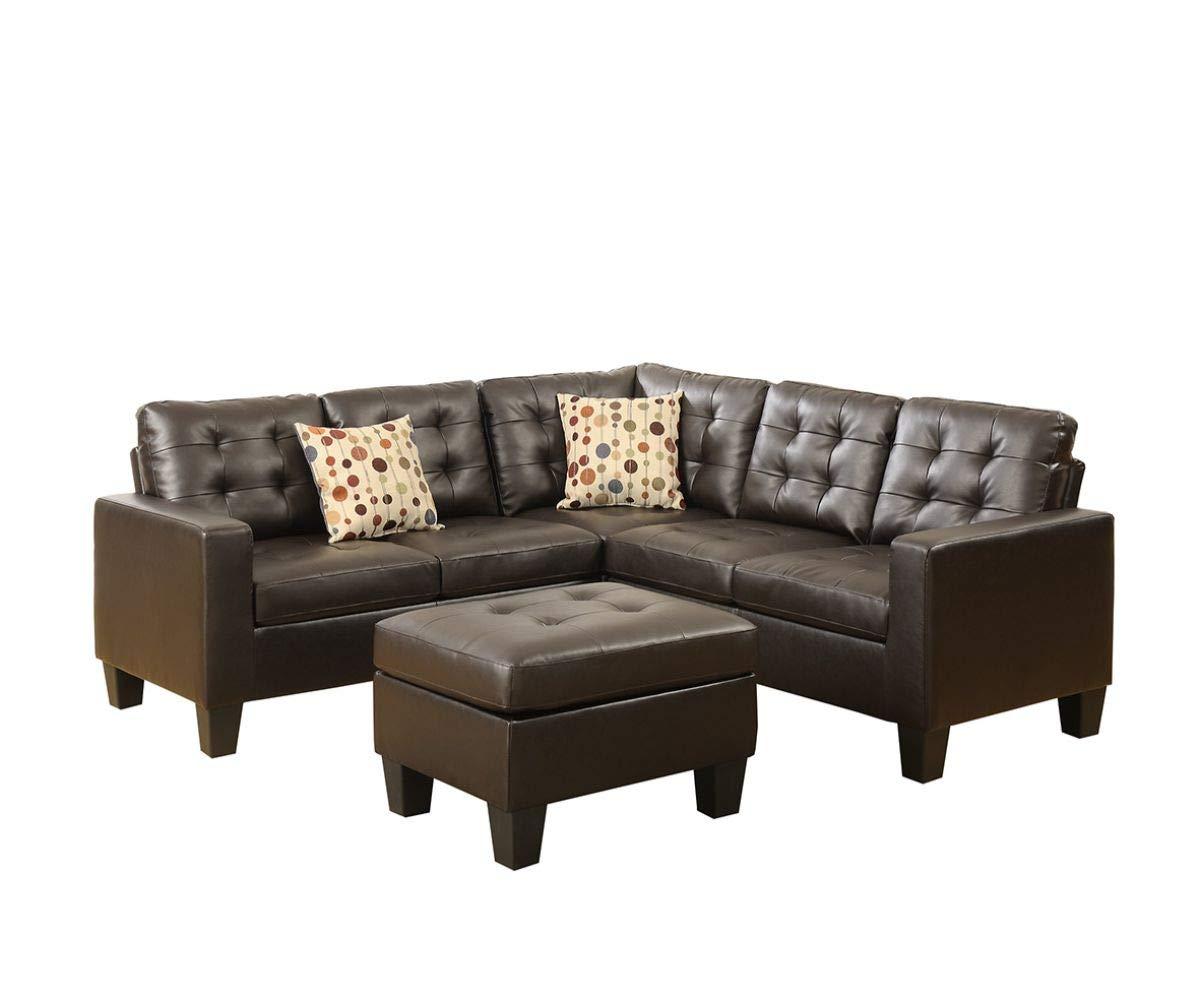 Poundex Furniture 4 Piece Faux Leather Sectional Sofa Set in Espresso
