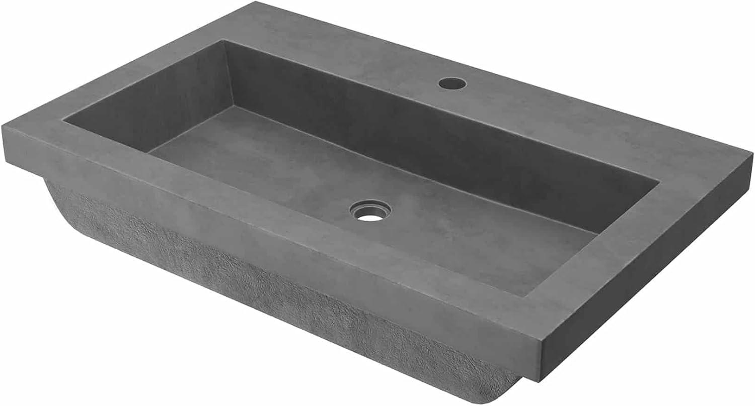 Trough Handmade Rectangular Drop-In Bathroom Sink