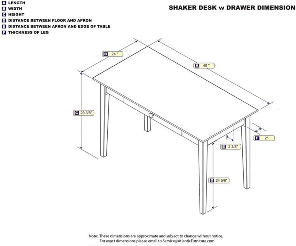 AFI Shaker Solid Wood Writing Desk with Elegant Felt Drawer in White