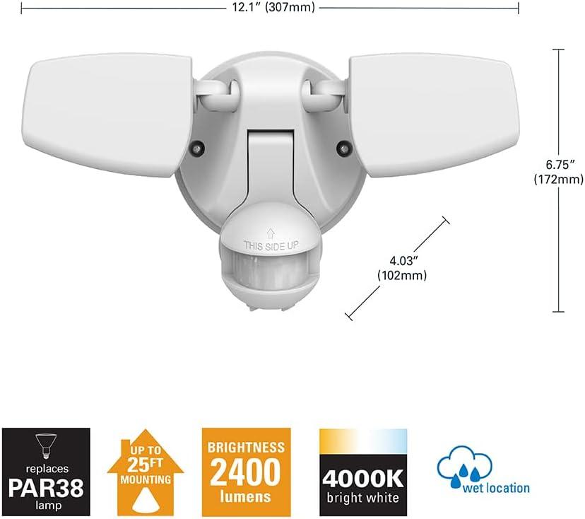 Halo White Motion Activated 23.9W LED Floodlight Fixture ESF2A4MW