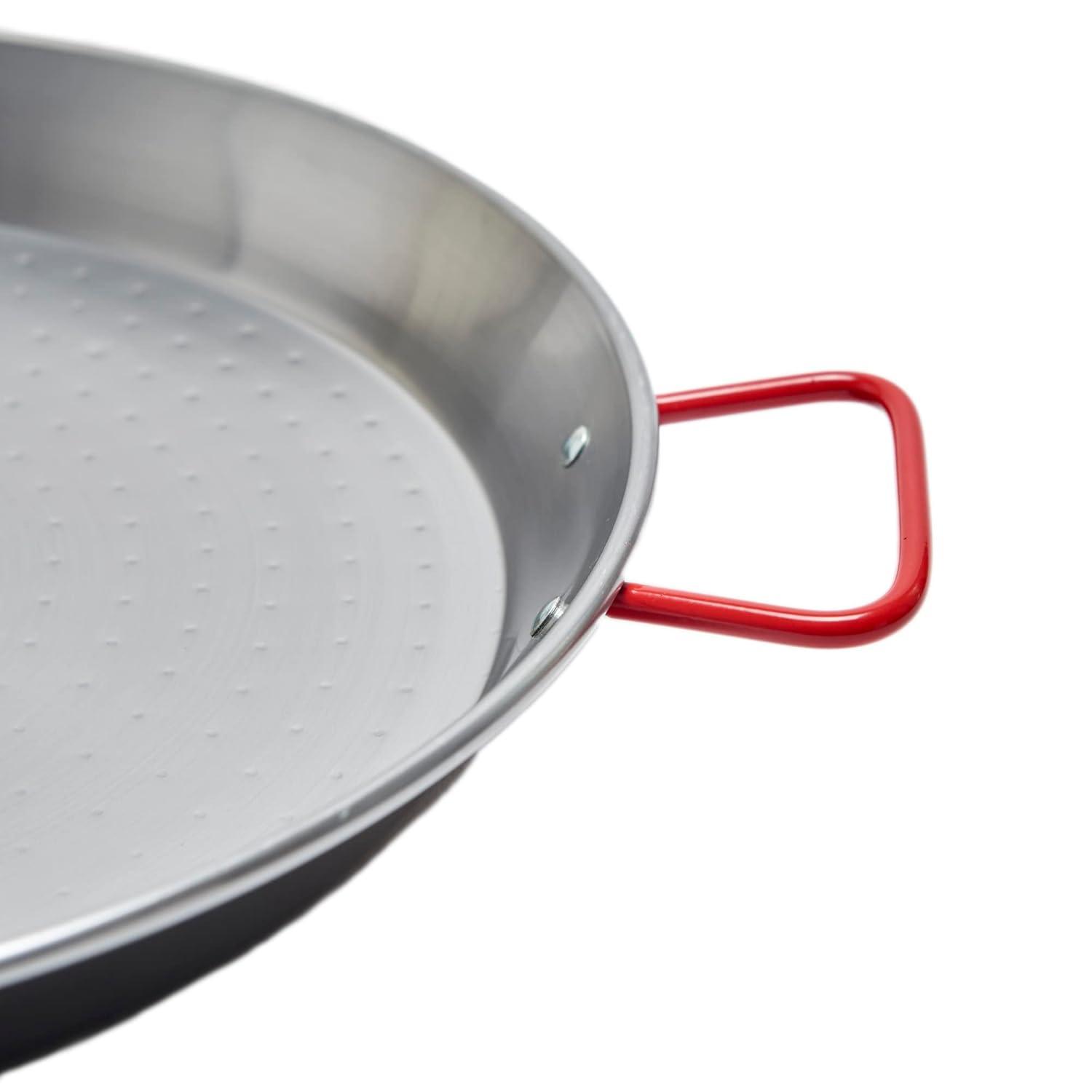 20 cm Polished Carbon Steel Paella Pan with Red Handles