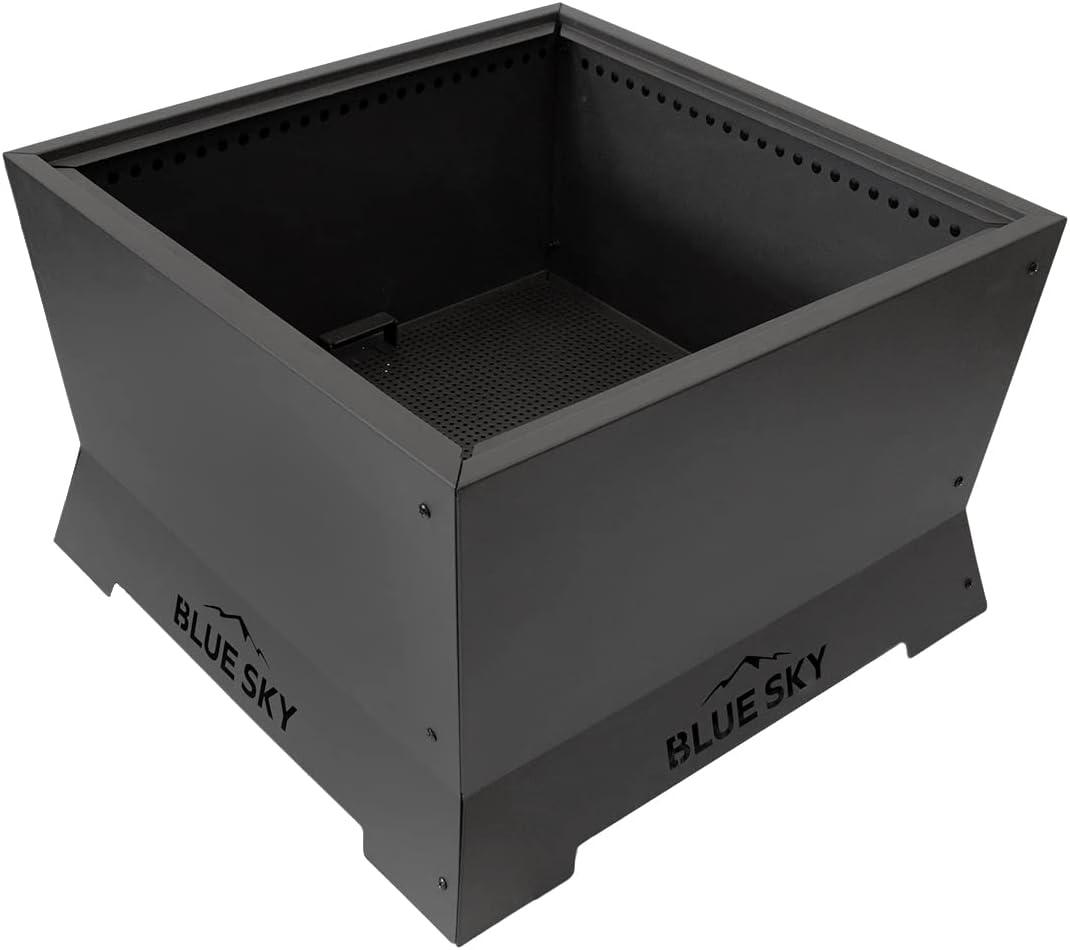 Blue Sky 28" Black Steel Smokeless Square Fire Pit