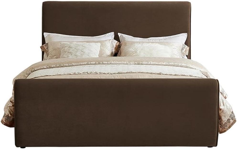 Meridian Furniture Sloan Brown Velvet Queen Bed