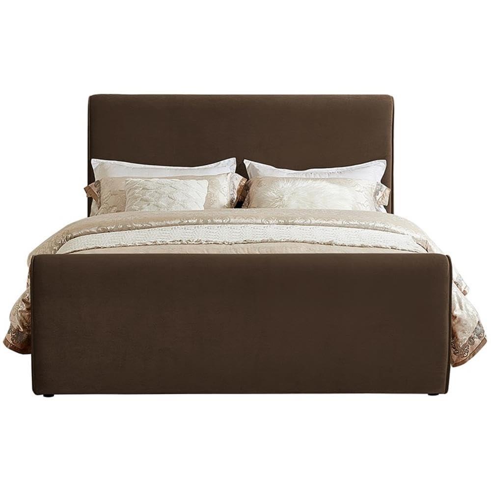 Meridian Furniture Sloan Brown Velvet Queen Bed