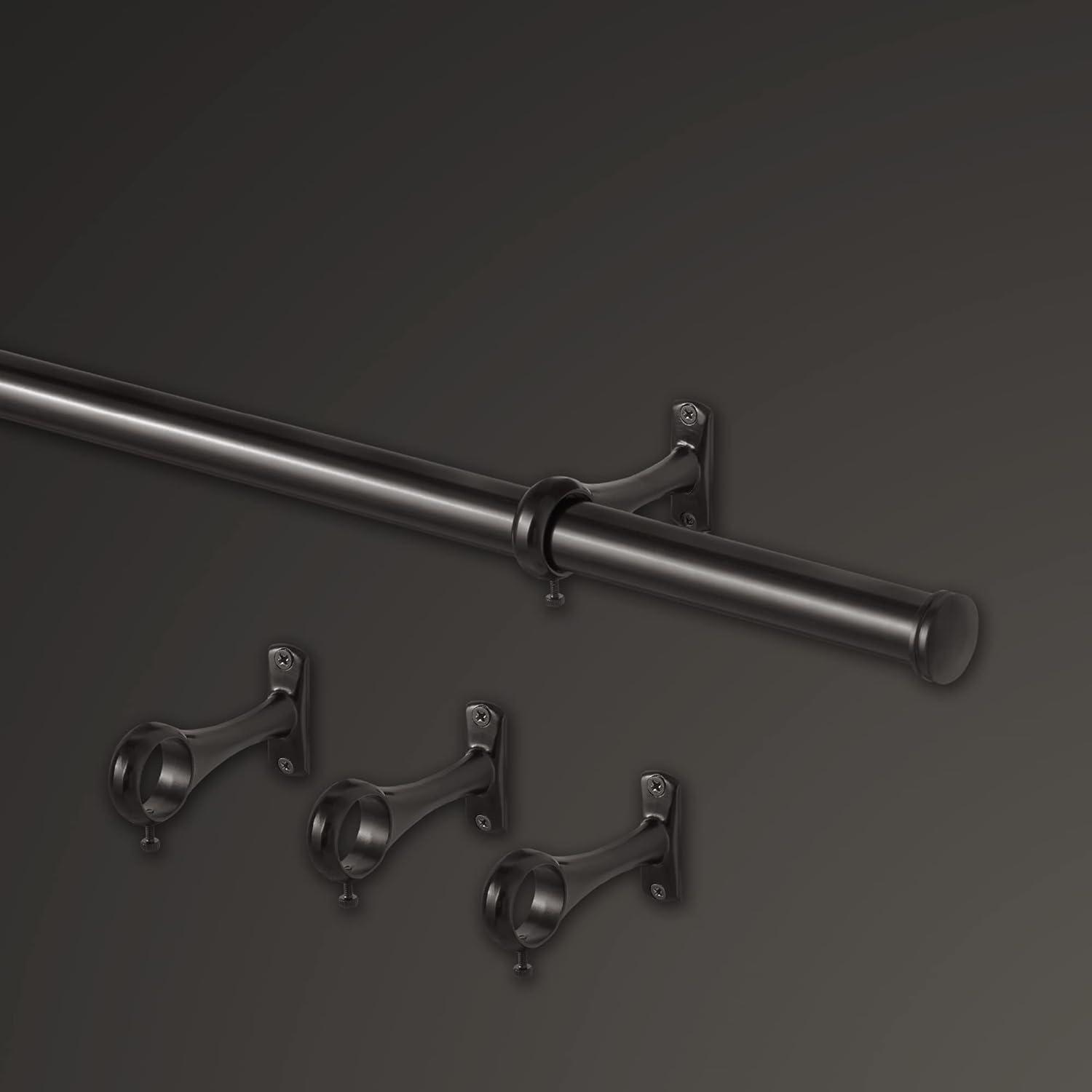 Mode Outdoor Collection 1 1/8 in Diameter Curtain Rod Set with End Cap Finials and Steel Wall Mounted Adjustable Rod