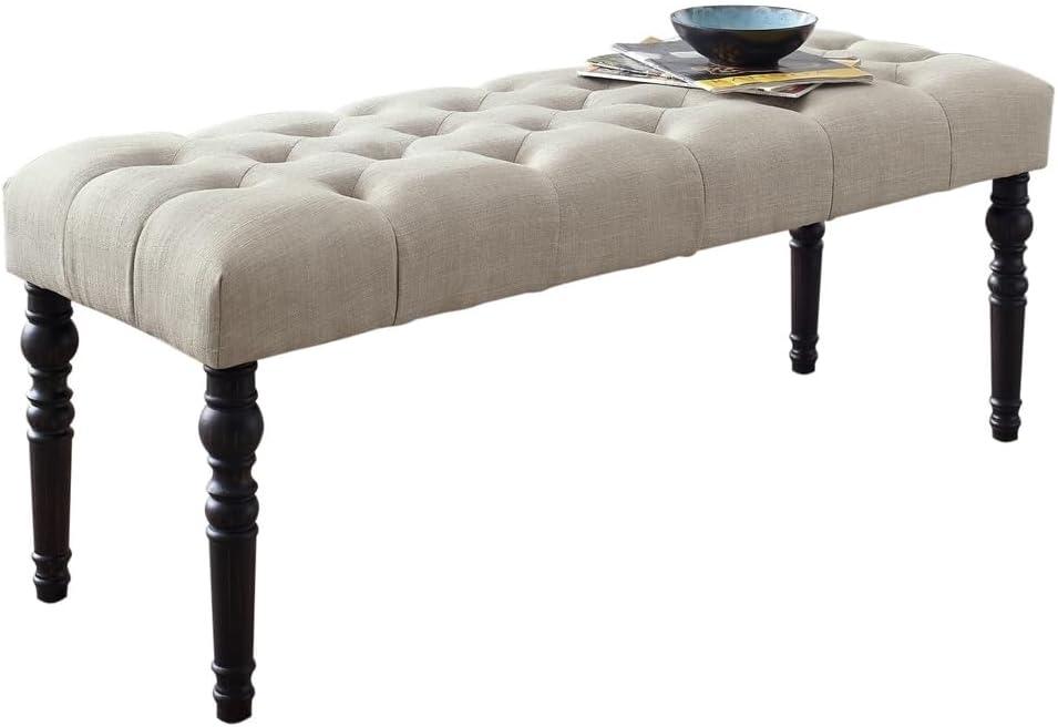 Leviton 48'' Purple Fabric Tufted Turned Leg Dining Bench