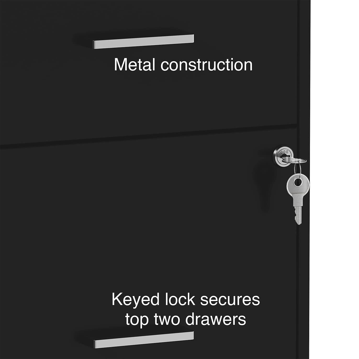 Staples 4-Drawer Vertical File Cabinet Locking Letter Black 18"D (52152) 16883/52152