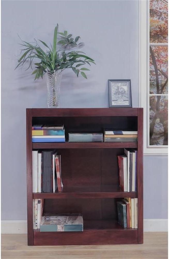 Traditional 36" Tall 3-Shelf Wood Bookcase in Cherry