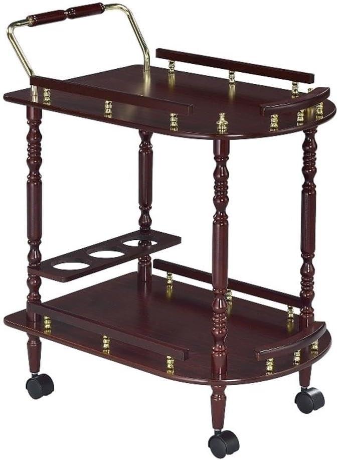 ByEUcuk Home Furnishings Palmer 2-Tier Serving Cart Merlot and Brass