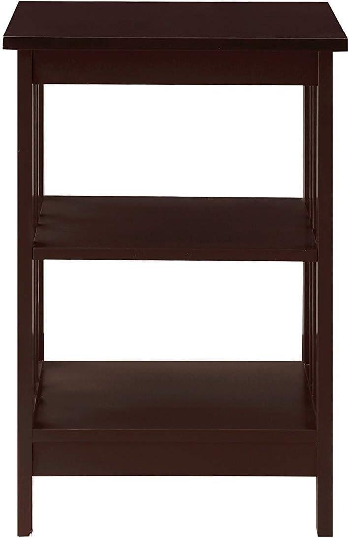 Espresso 24" Rectangular Wood End Table with Shelves