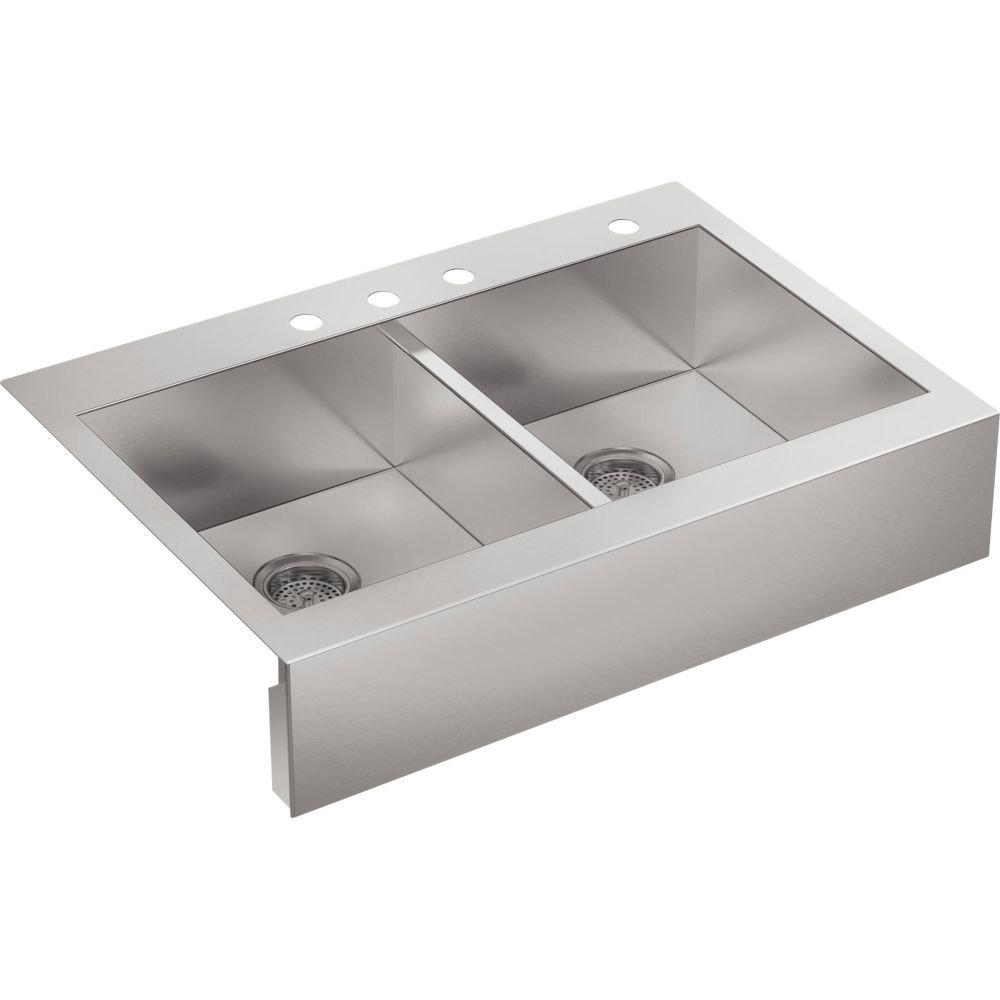 Vault™ 35.75" L x 24.3125" W Double Basins Farmhouse Kitchen Sink