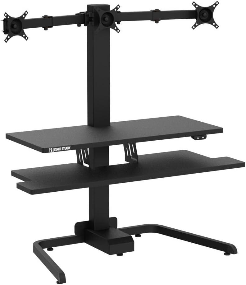 Techtonic Triple Monitor Electric Standing Desk Converter - Black