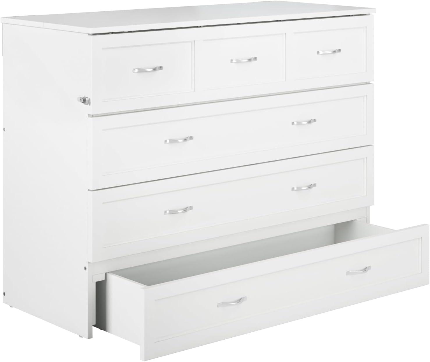 Full Deerfield Murphy Bed Chest USB Turbo Charger White - AFI