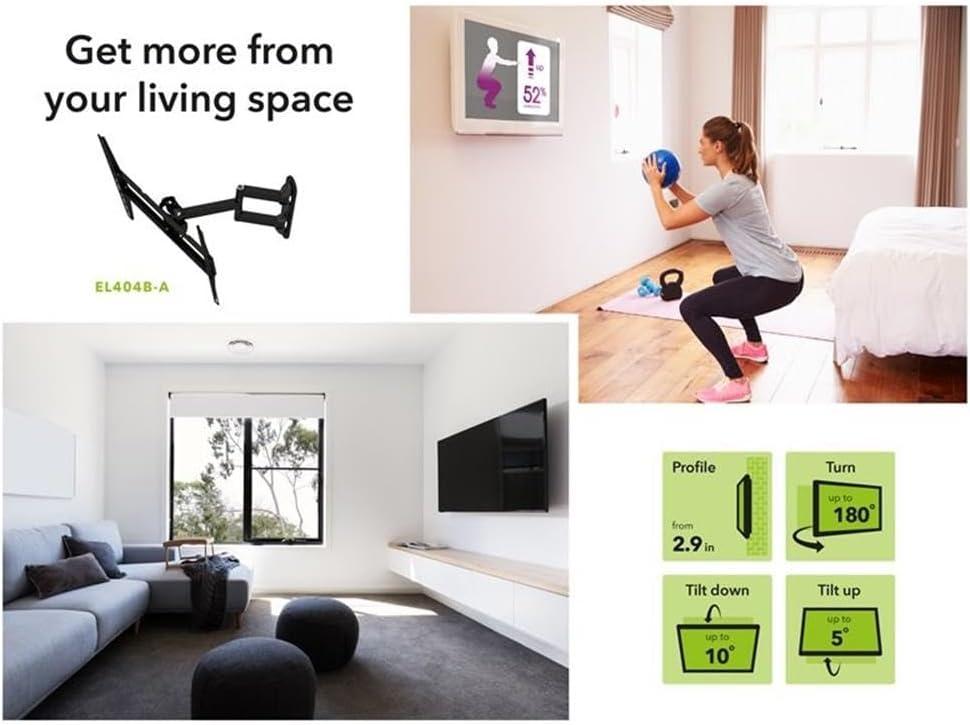 AVF Full Motion Long Extension TV Wall Mount for Most 25" to 55" in Black