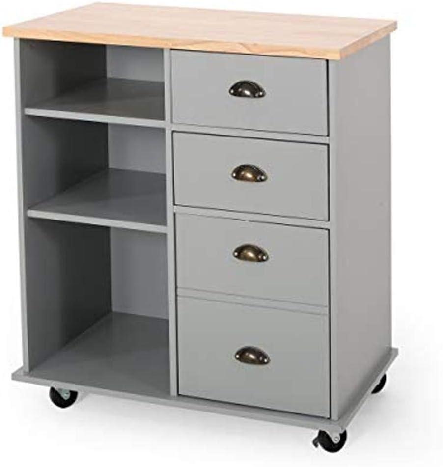 Provence Contemporary Kitchen Cart: Mobile Island, Storage, Rubberwood Surface - Christopher Knight Home