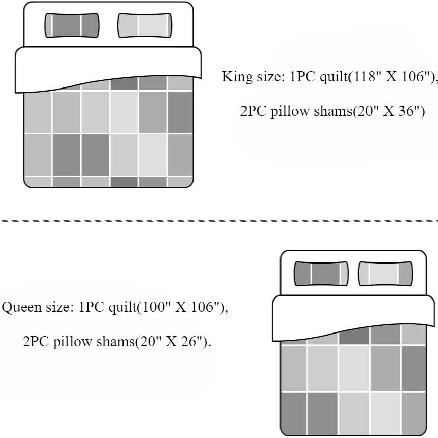 MarCielo  3Pcs 100% Cotton Oversized Quilt Bedspread Coverlet Set TF Angel Blue - Oversized Queen