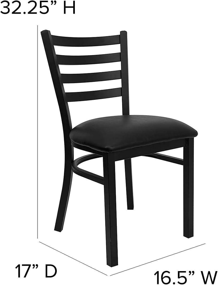 Flash Furniture 2 Pack HERCULES Series Black Ladder Back Metal Restaurant Chair - Black Vinyl Seat