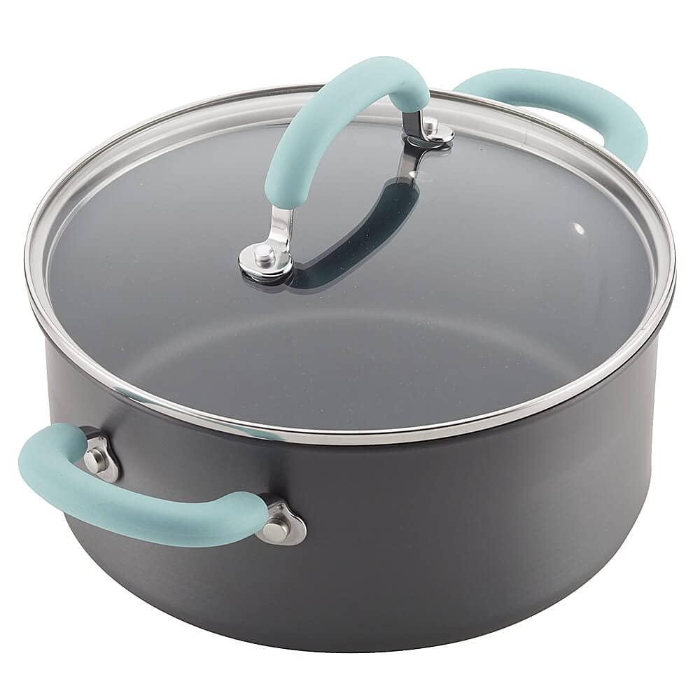 Rachael Ray Create Delicious 11pc Hard Anodized Nonstick Cookware Set Light Blue Handles