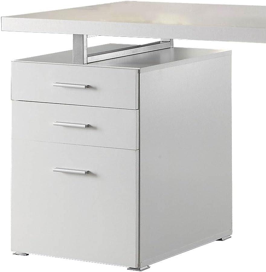 Coaster Brennan Modern 3-Drawer Wood Office Desk in White and Silver