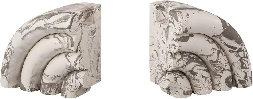 Gray Marble and Concrete Arched Bookends Set