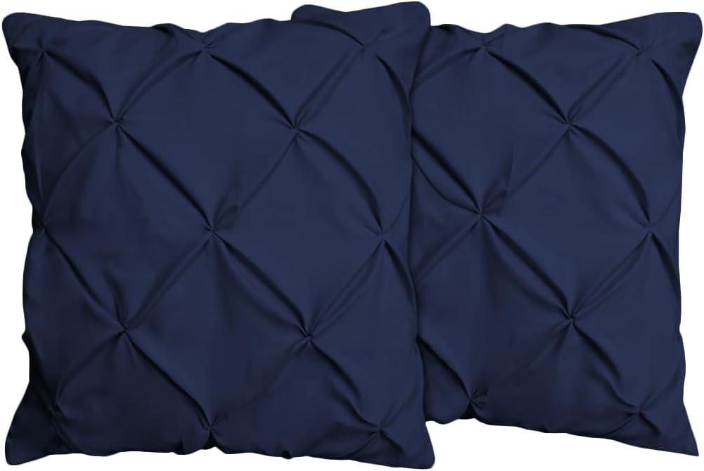 Vedanta Home Collection Square European Pillow Shams 28x28 Set of 2 Navy Blue Euro Shams 600 Thread Count 100% Natural Cotton Euro Pillow Shams Decorative