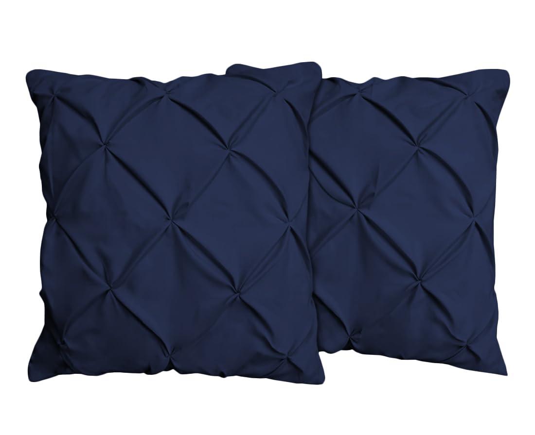 Vedanta Home Collection Square European Pillow Shams 28x28 Set of 2 Navy Blue Euro Shams 600 Thread Count 100% Natural Cotton Euro Pillow Shams Decorative
