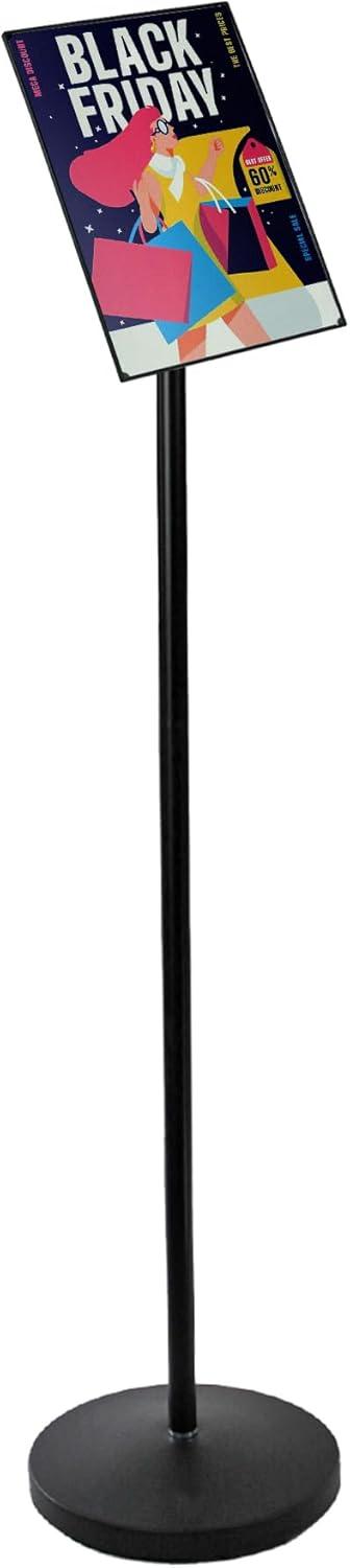 Black Plastic Floor-Standing Sign Holder with Swivel Frame