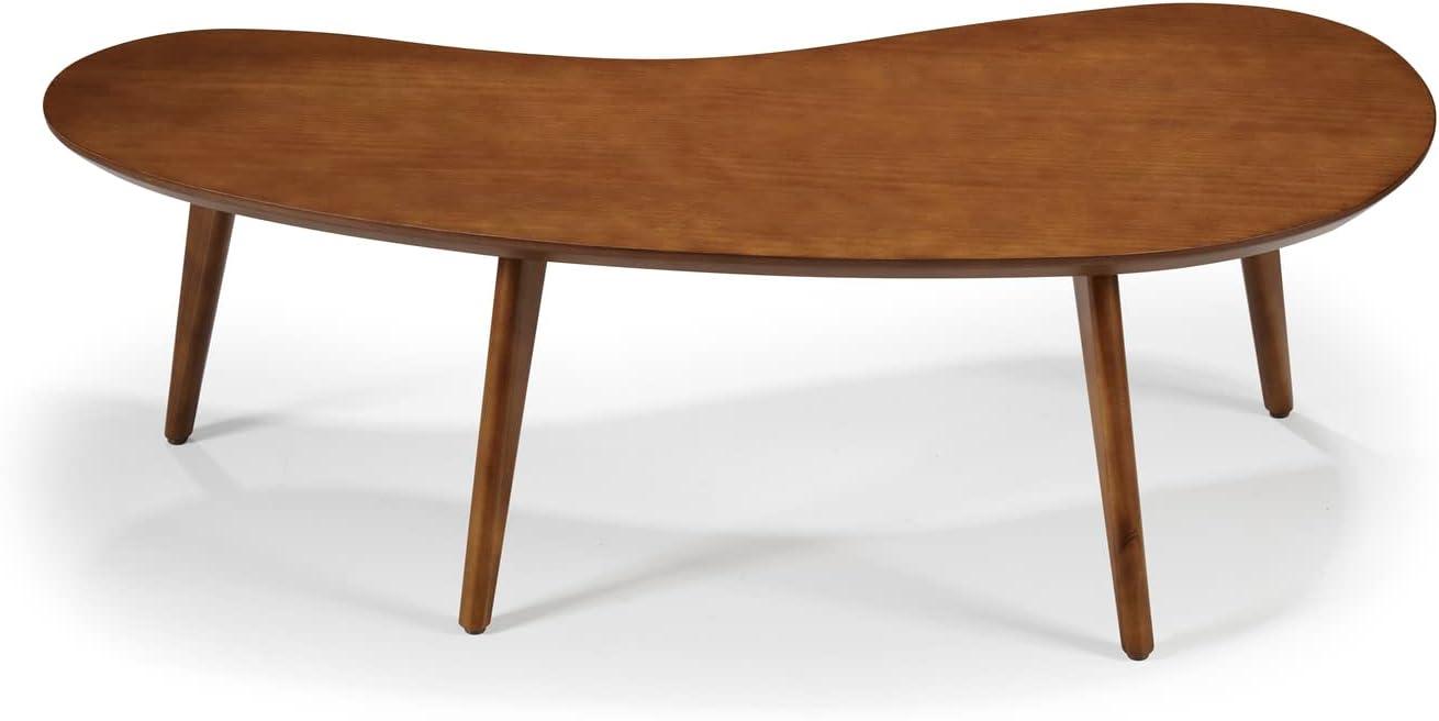 Camaflexi Mid Century Modern Coffee Table Small Tabletop Wood Coffee Desk, White