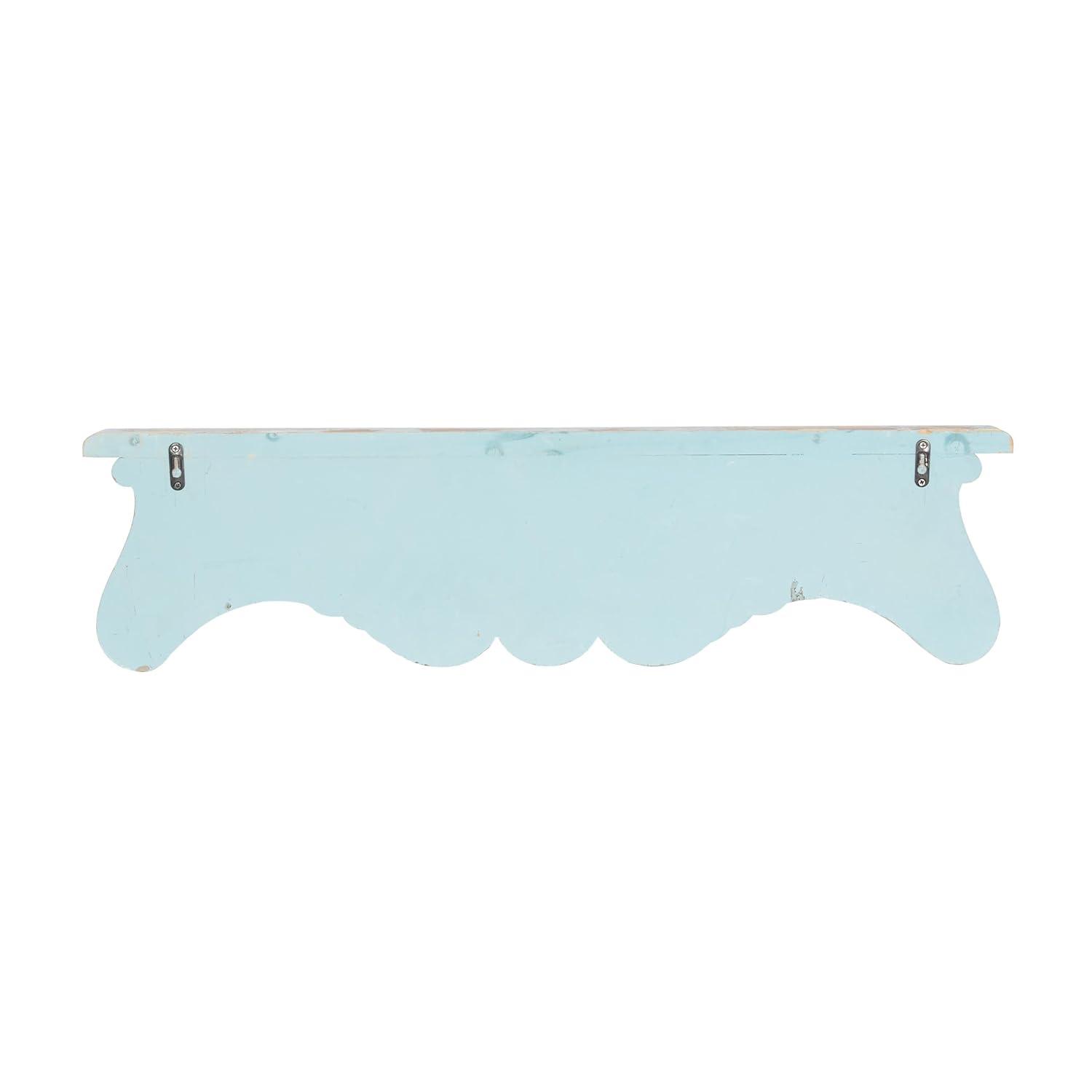 Ophelia & Co. Wood 1 Shelf Scroll Blue Wall Shelf