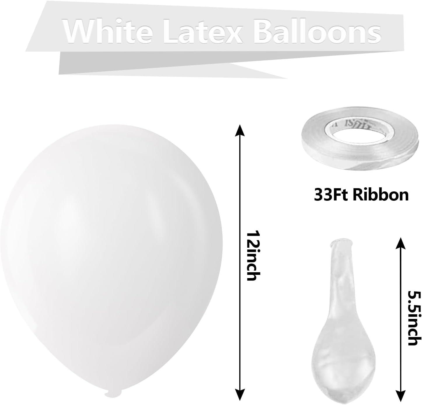 Matte White Balloons - 12 Inch Latex Balloons - 100 Pack