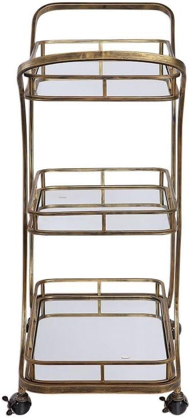 Uttermost Stassi 33" Wide Antiqued Gold Serving Bar Cart