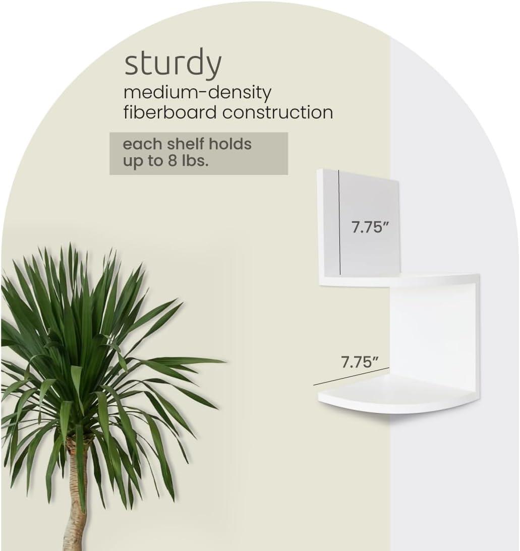 Black Wood Floating Corner Shelves Set for Wall