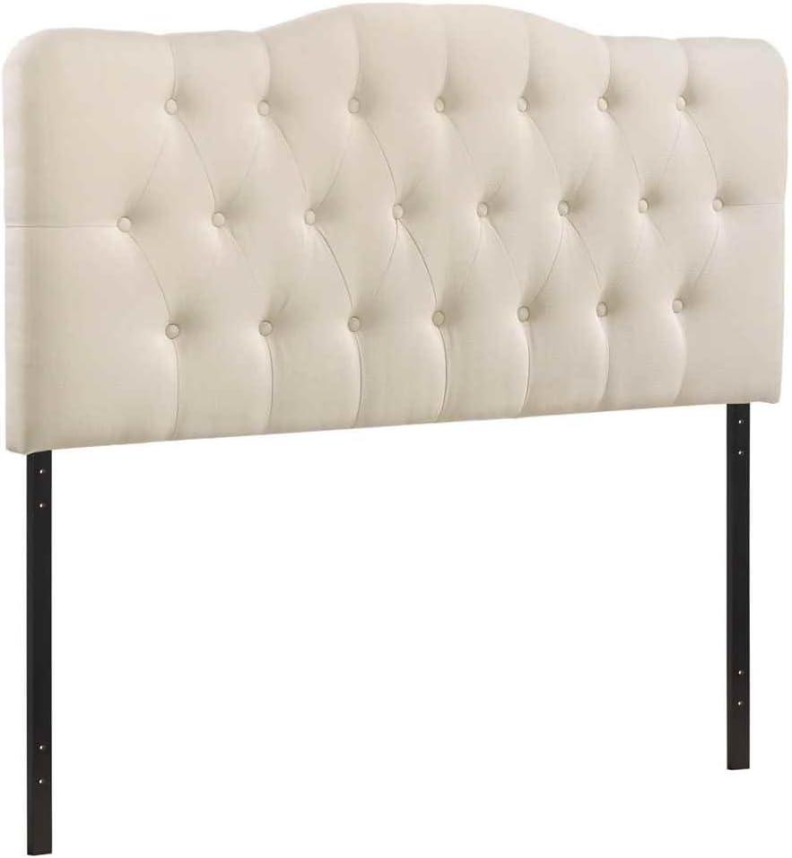 Ivory Tufted Upholstered Full Headboard with Polyester Fabric