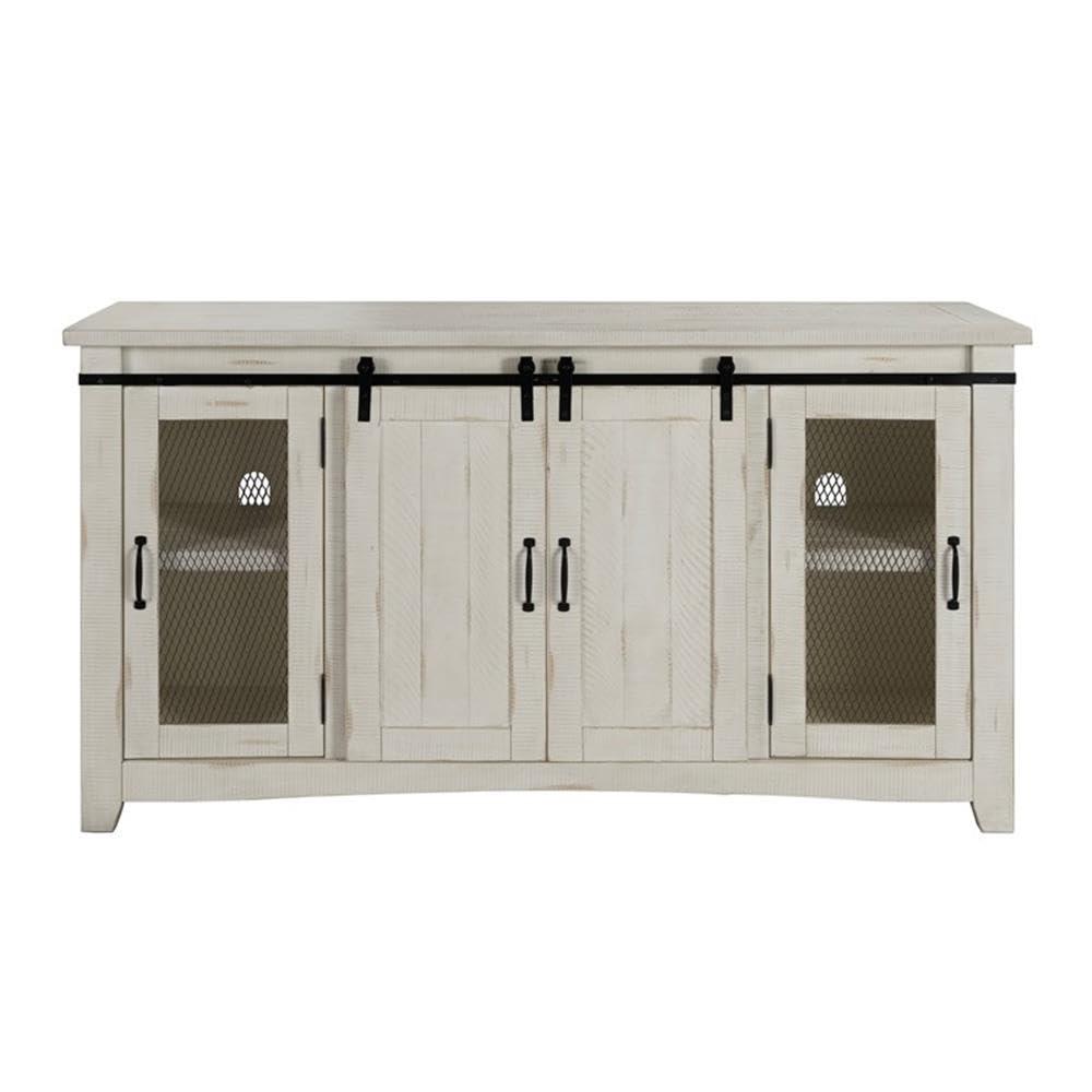 Martin Svensson Home Hampton Solid Wood TV Stand White Stain with Grey Stain Top