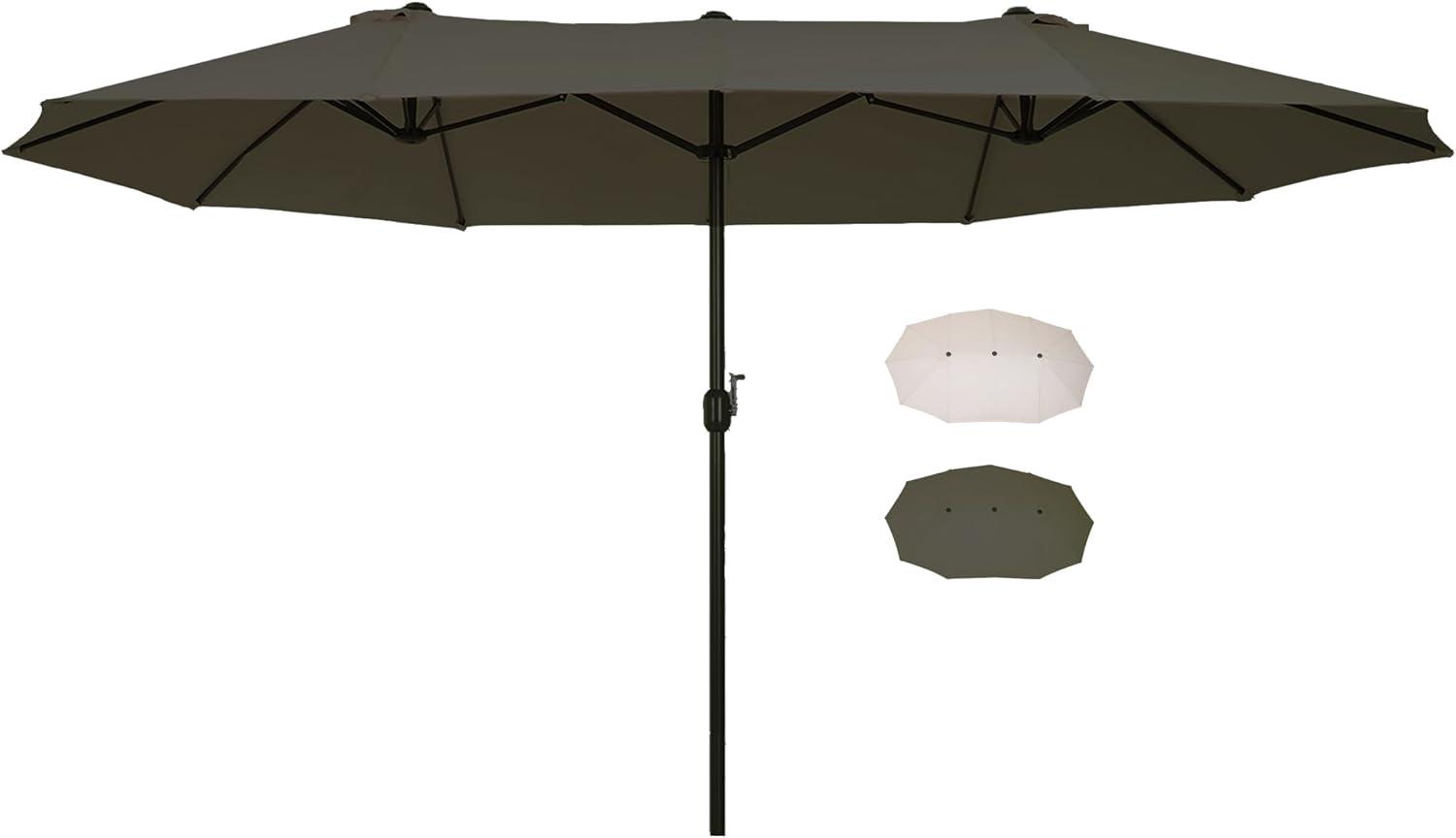 Outsunny 15ft Patio Umbrella Double-Sided Outdoor Market Extra Large Umbrella with Crank Handle for Deck, Lawn, Backyard and Pool