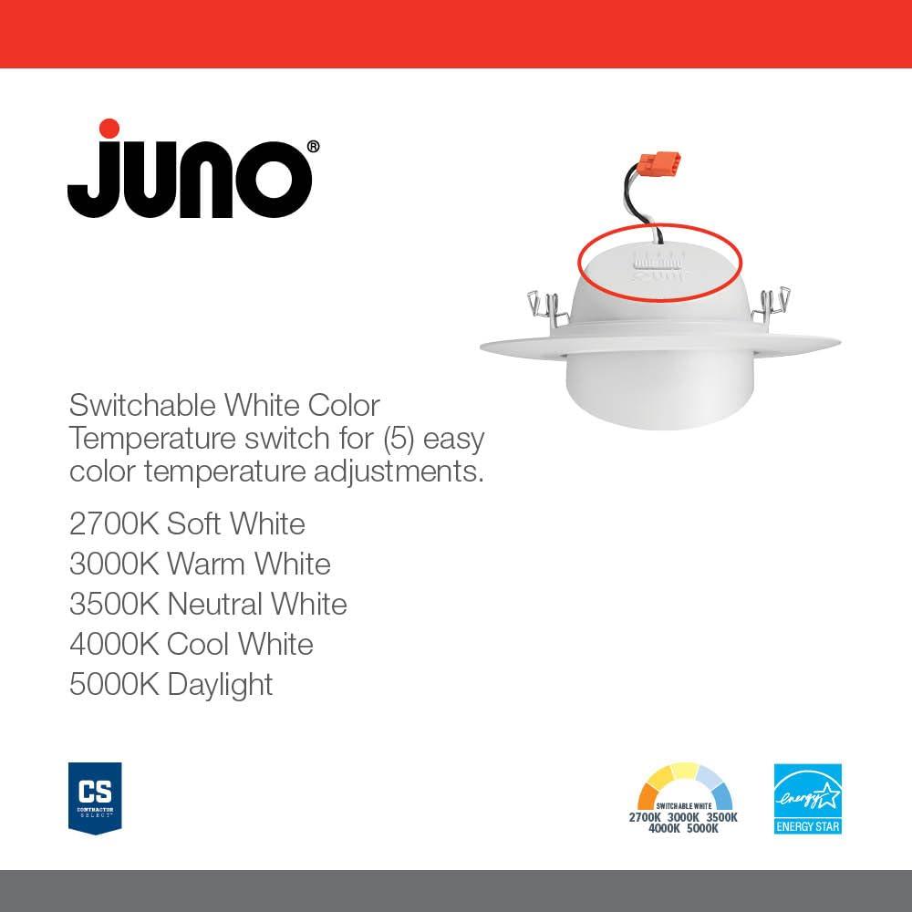 Juno RB56A SWW5 MW M6 6'' Selectable Color Temperature Dimmable IC Rated Standard Recessed Lighting Kit