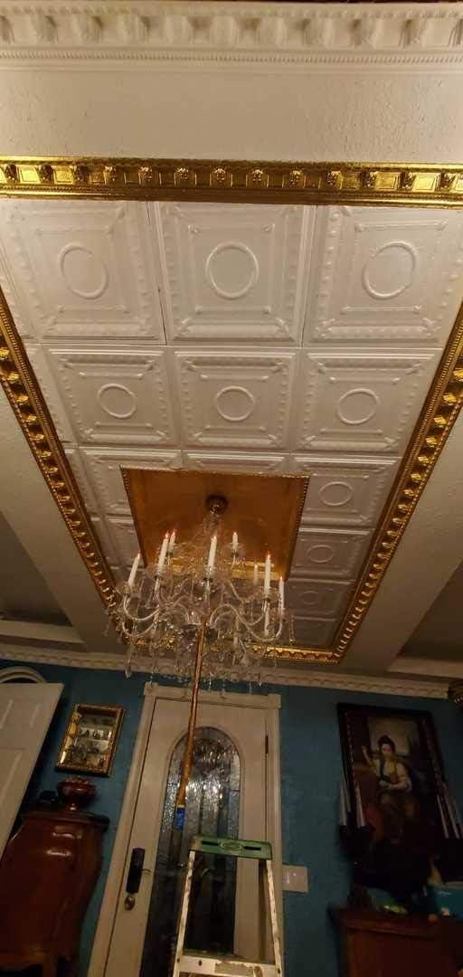 À LA MAISON CEILINGS R47 Romanesque Wreath Foam Glue-up Ceiling Tile (128 sq. ft./Case), Pack of 48, Plain White