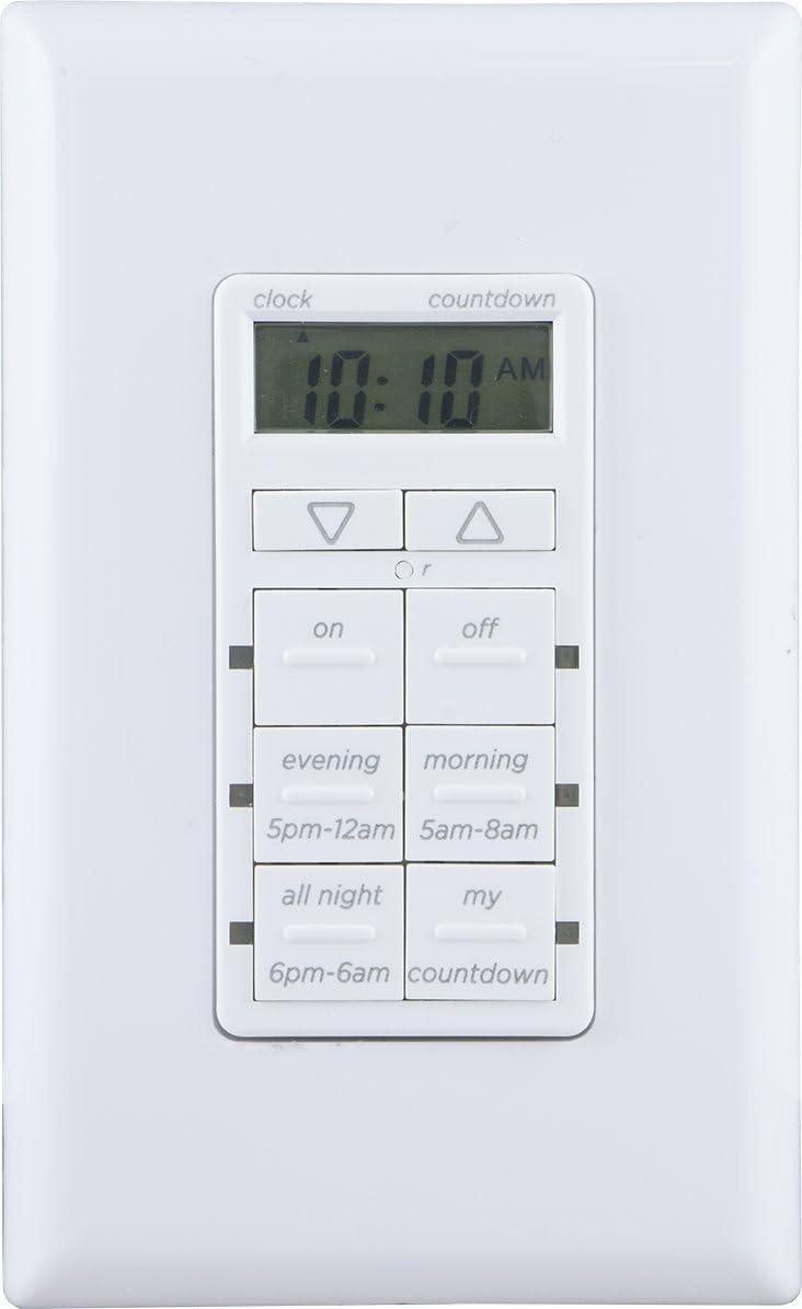 White Digital In-Wall Timer with Blue LED Indicators