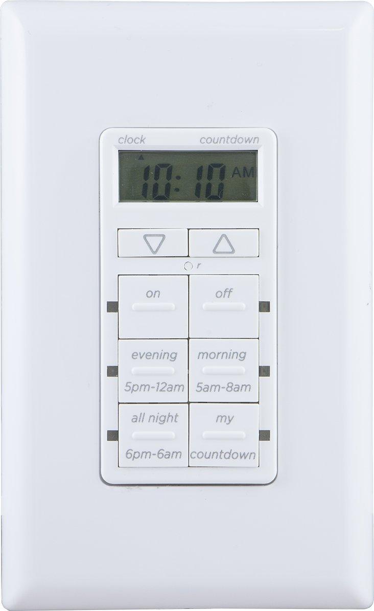 White Digital In-Wall Timer with Blue LED Indicators