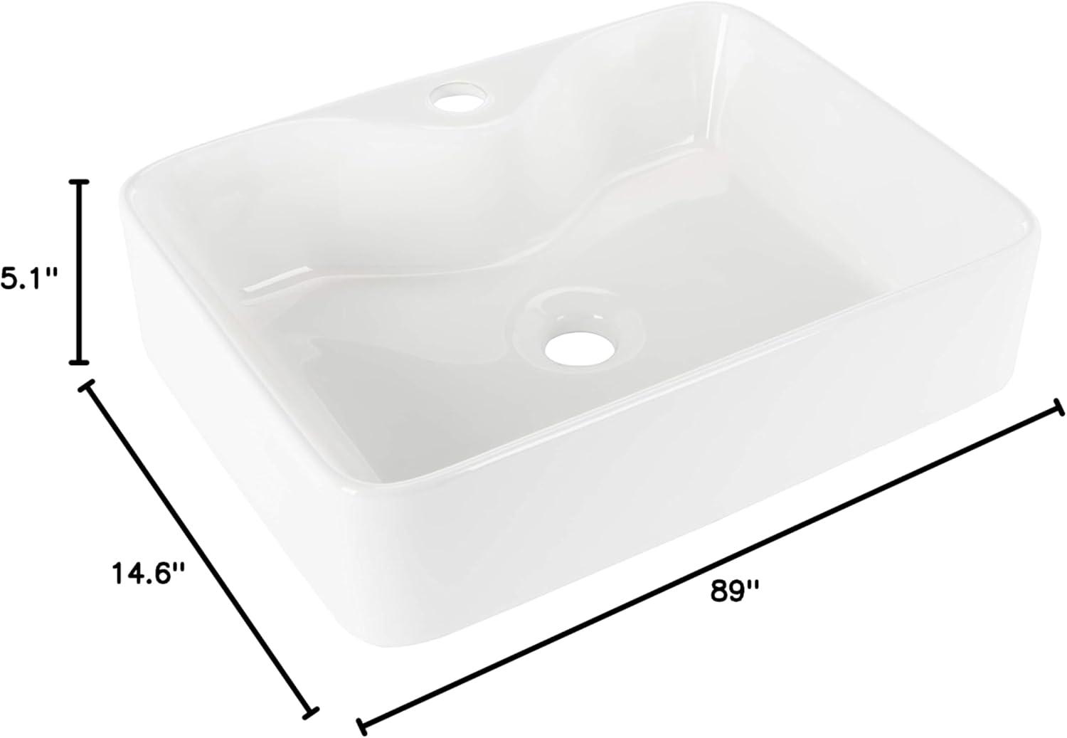 Safavieh Fen 18.9'' White Ceramic Rectangular Bathroom Sink