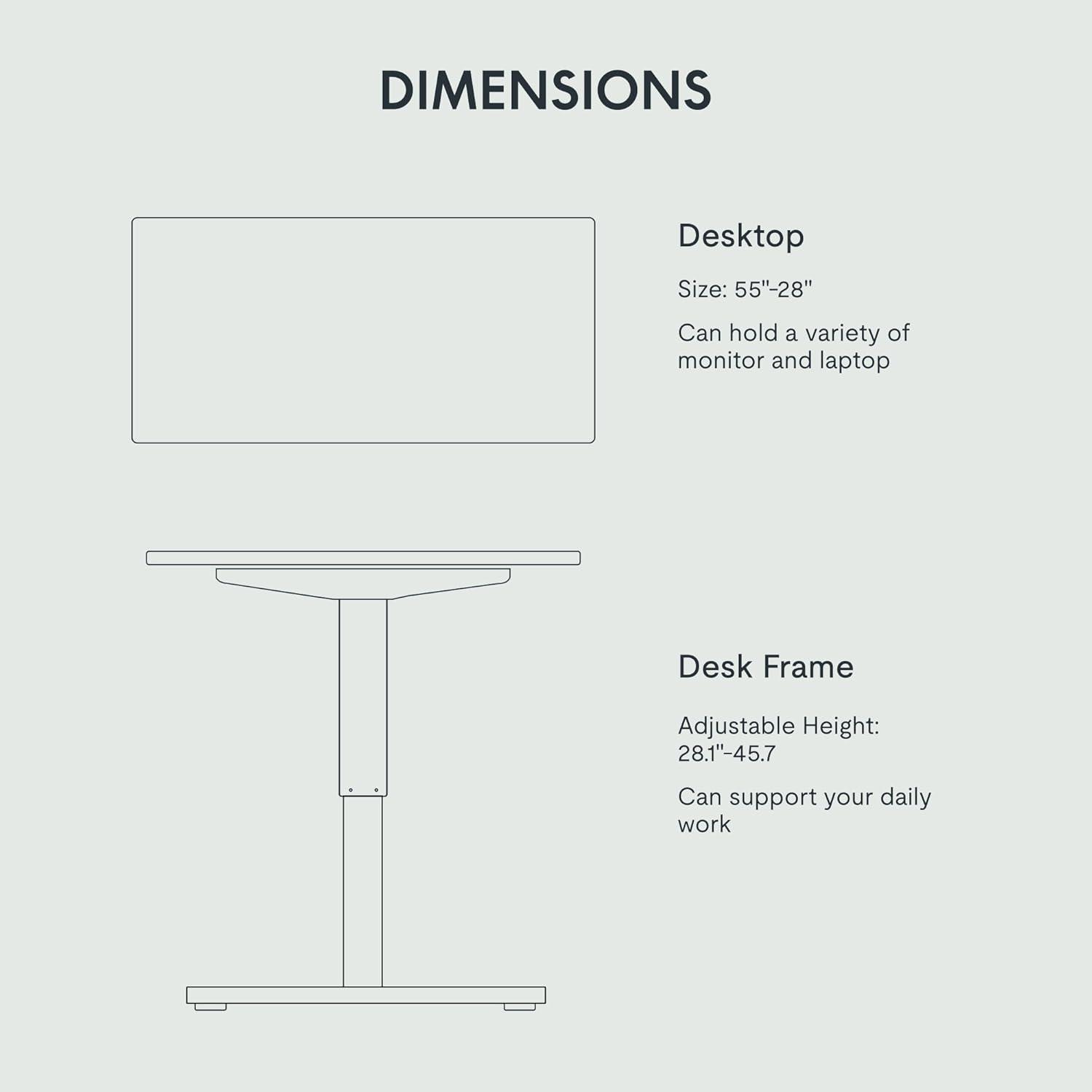 FLEXISPOT EN1 Whole Piece Standing Desk 55 x 28 Inches Stand Up Desk Workstation Home Office Computer Height Adjustable Desk (Black Frame + 55" Black Top, 2 Packages)