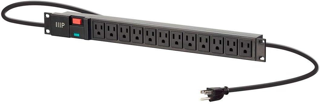 SurgeGuard 12-Outlet 1U Black Rackmount Surge Protector with 6ft Cord