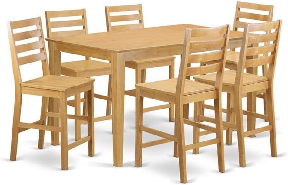 CACF7H-OAK-W 7 Pc counter height set - high Table and 6 dinette Chairs.