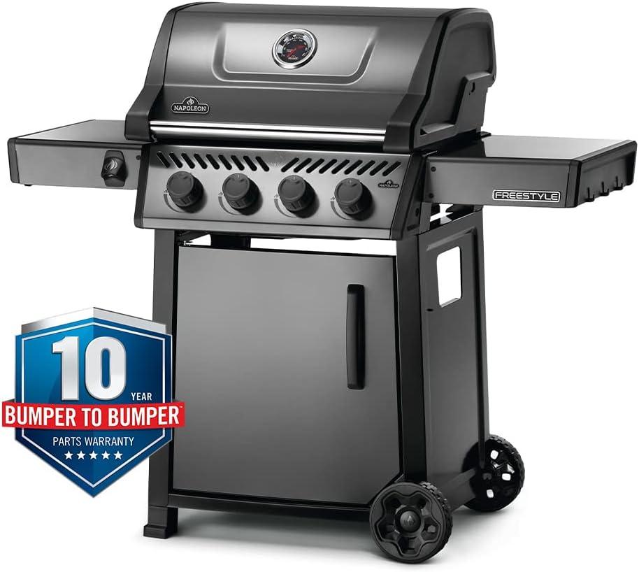 Graphite Grey Stainless Steel Propane Gas Grill with 4 Burners