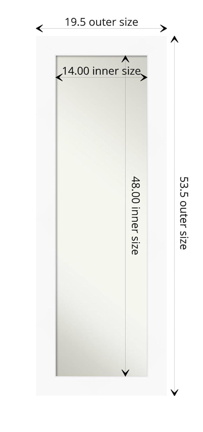 18" x 52" Flair Framed On the Door Mirror Soft White - Amanti Art: Modern Rectangle, Polystyrene Frame, No Assembly Required