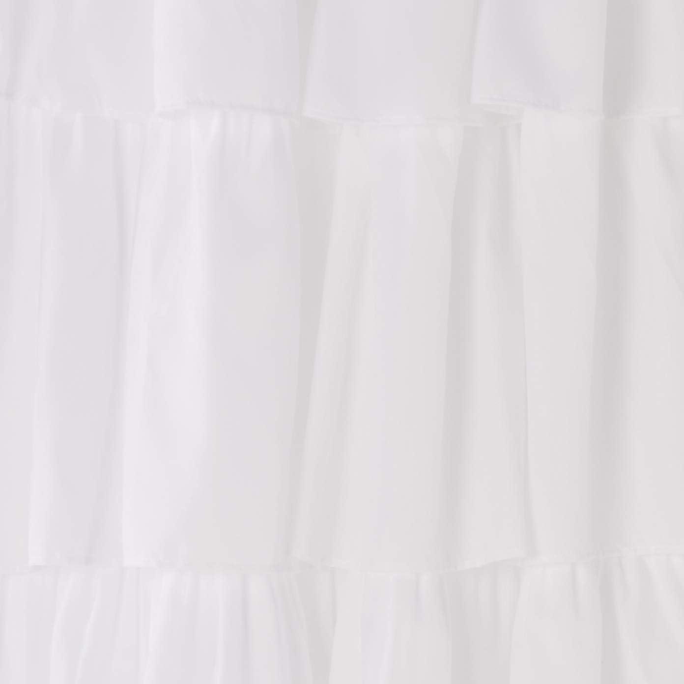 White Sheer Pleated Rod Pocket Ruffled Curtain Panels, 84" x 40"